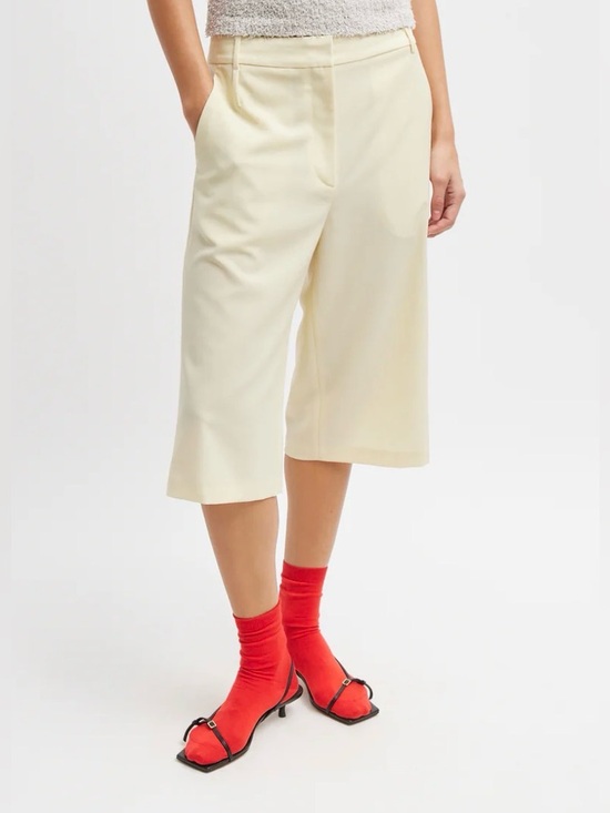 Tibi Pants - Tibi Tropical Wool Short Ivory 12